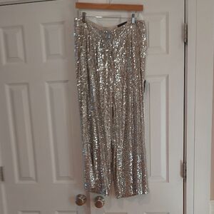 Express Silver Sequin Women's Cropped Pants